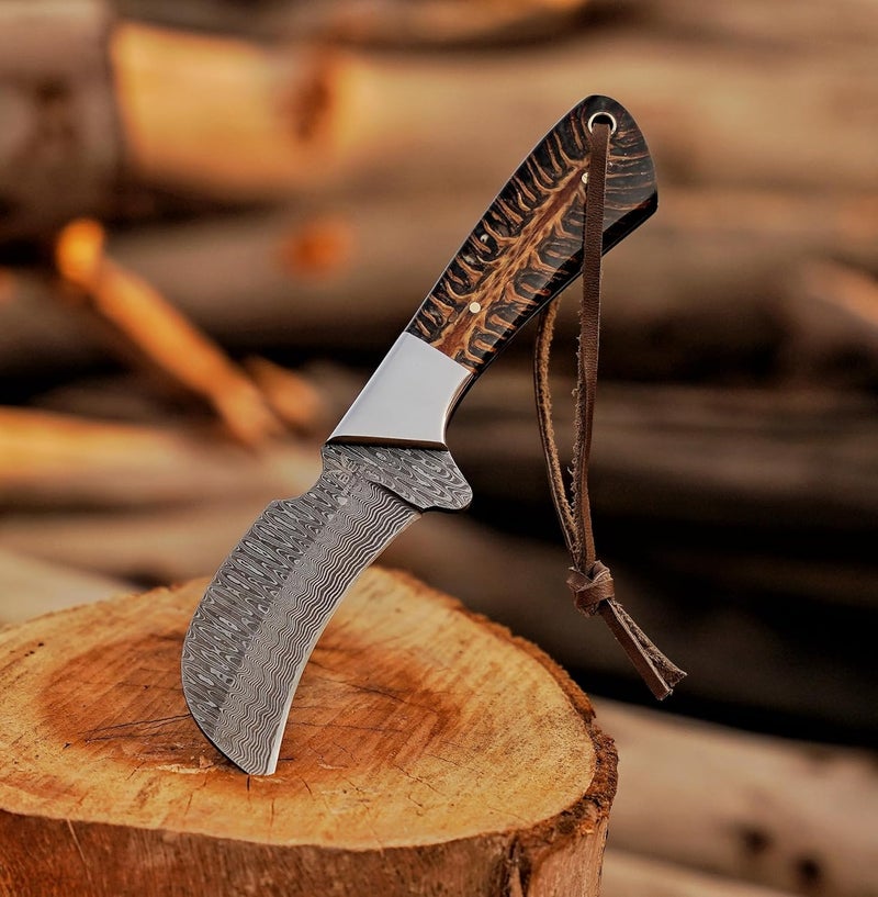 BE BREAK EDGE Handmade 1095 Steel Lineman’s Hawkbill knife with Leather sheath, Heavy Duty Utility Knife blade Electrician Wire Skinning knife for professional. - Image 4